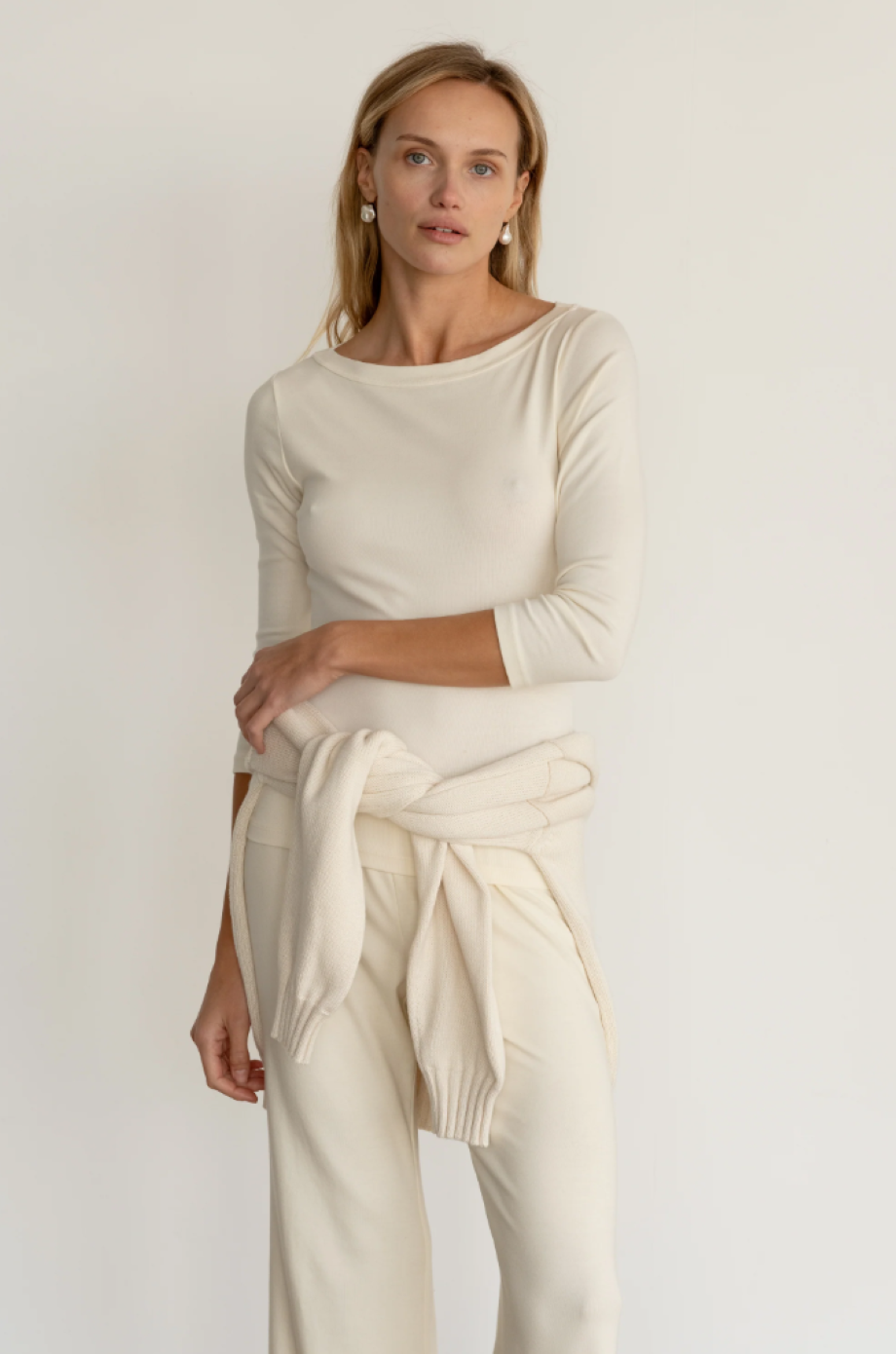 Donni Baby Rib Boat Neck - Creme