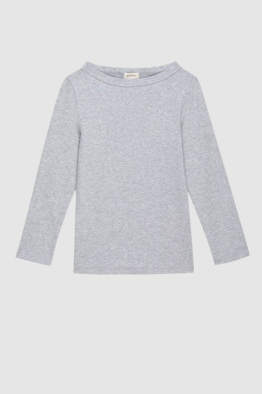 Donni Baby Rib Boat Neck - Heather Grey
