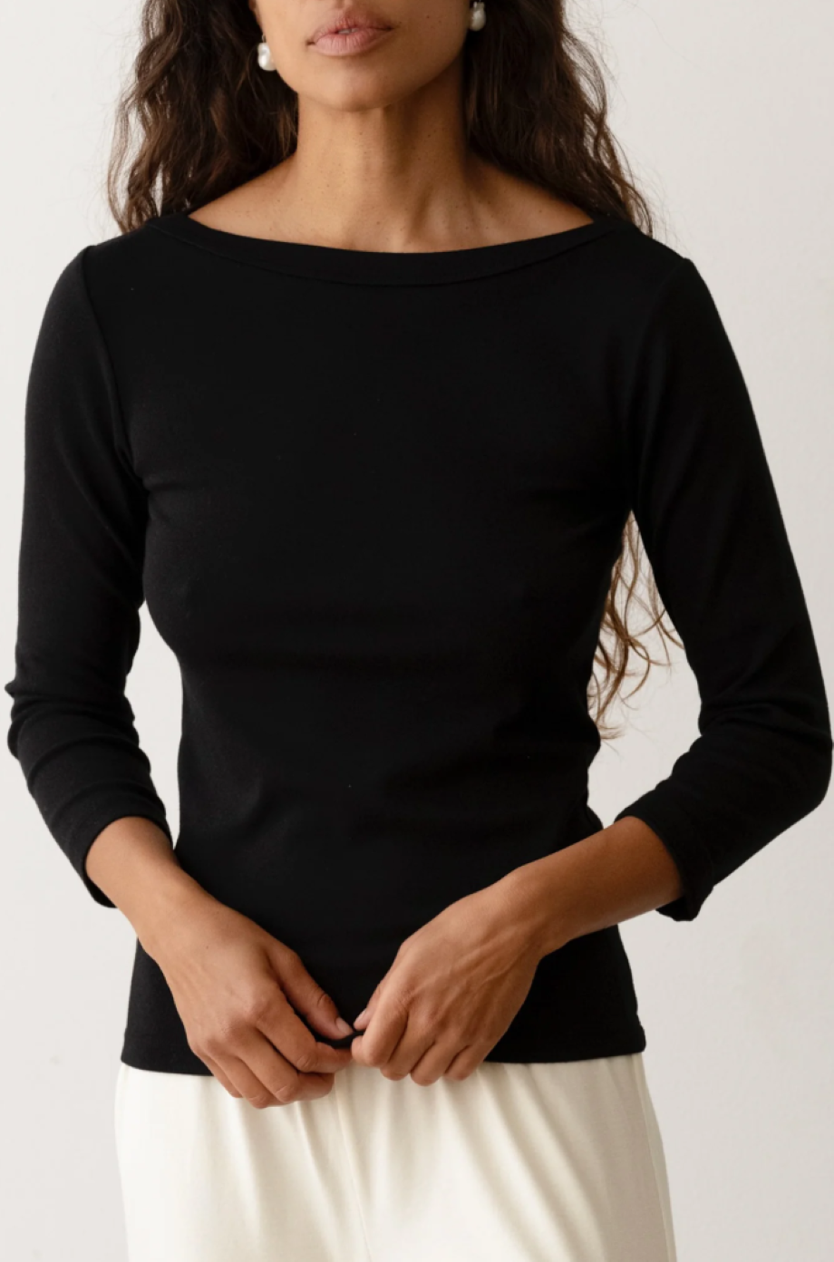 Donni Baby Rib Boat Neck - Jet