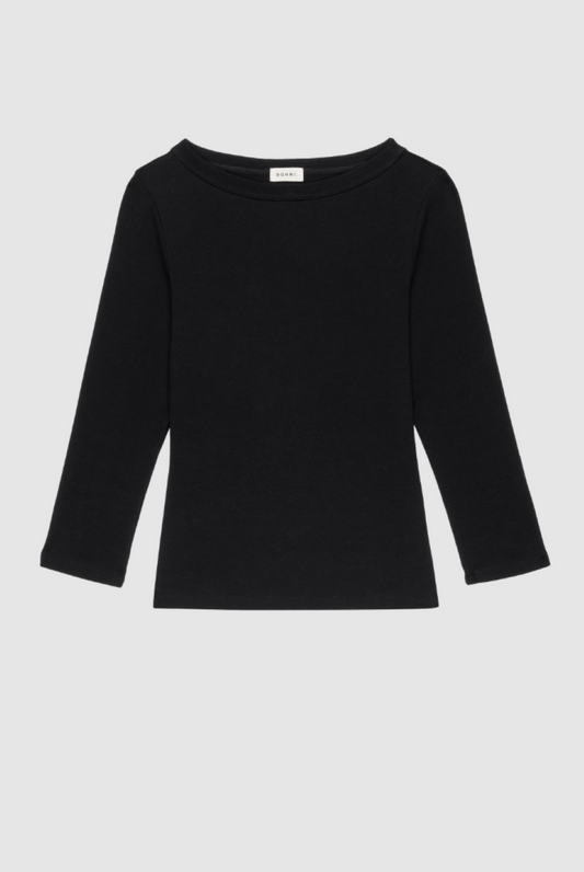 Donni Baby Rib Boat Neck - Jet