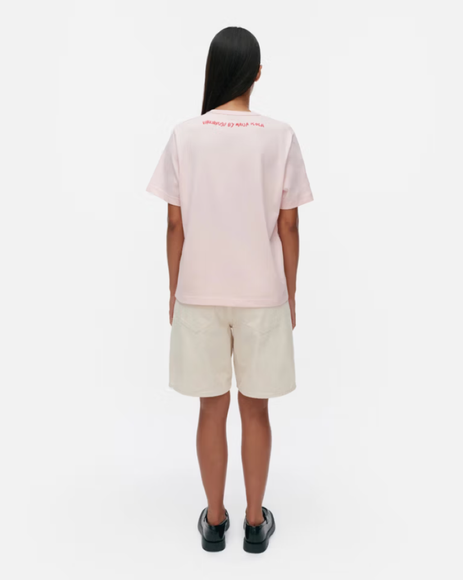 Marimekko Erna Vihkiruusu Placement Kioski Shirt - Light Pink/Red
