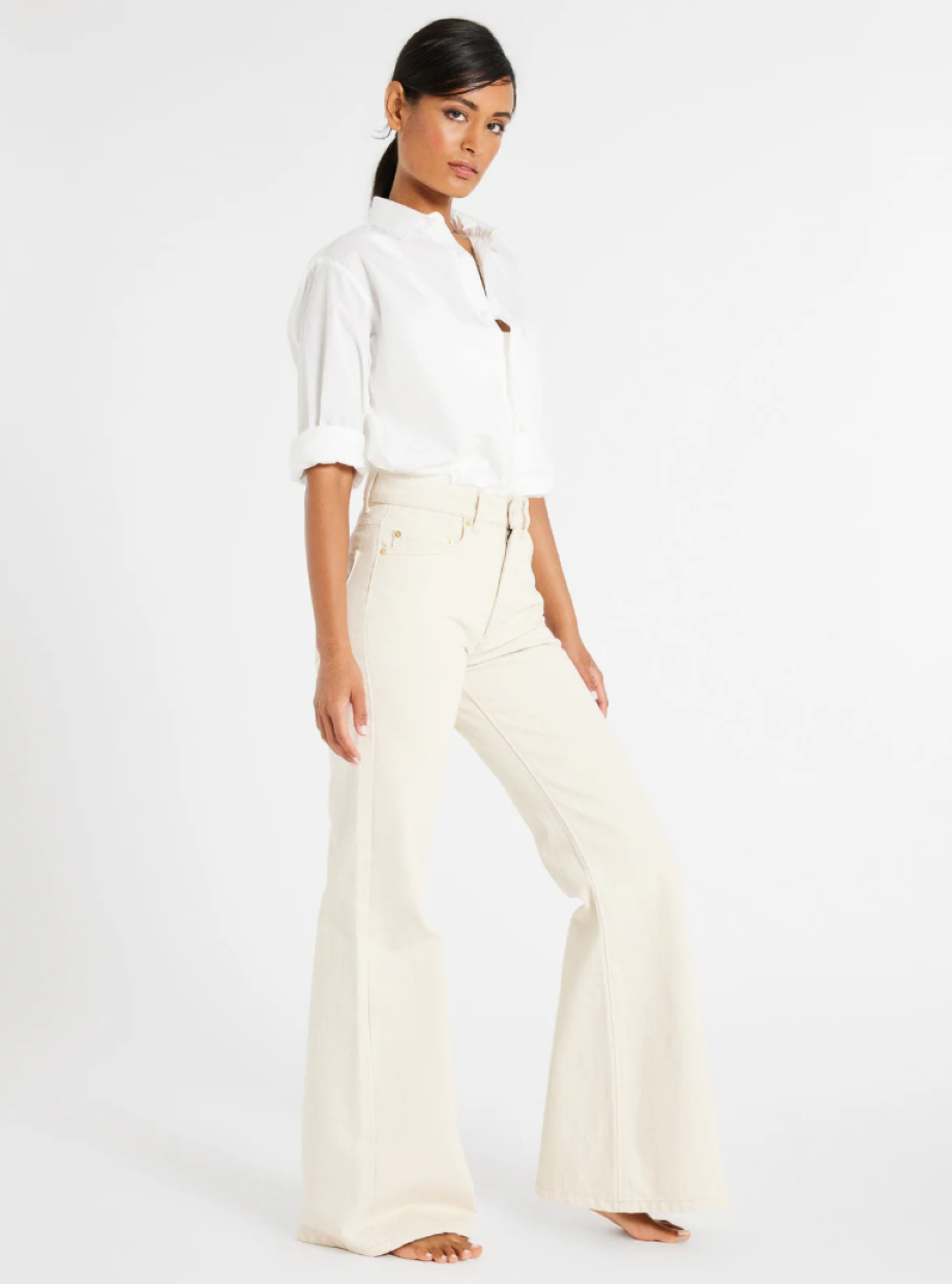 Mille Ashton High Rise Wide Leg Flare Jean - Sand