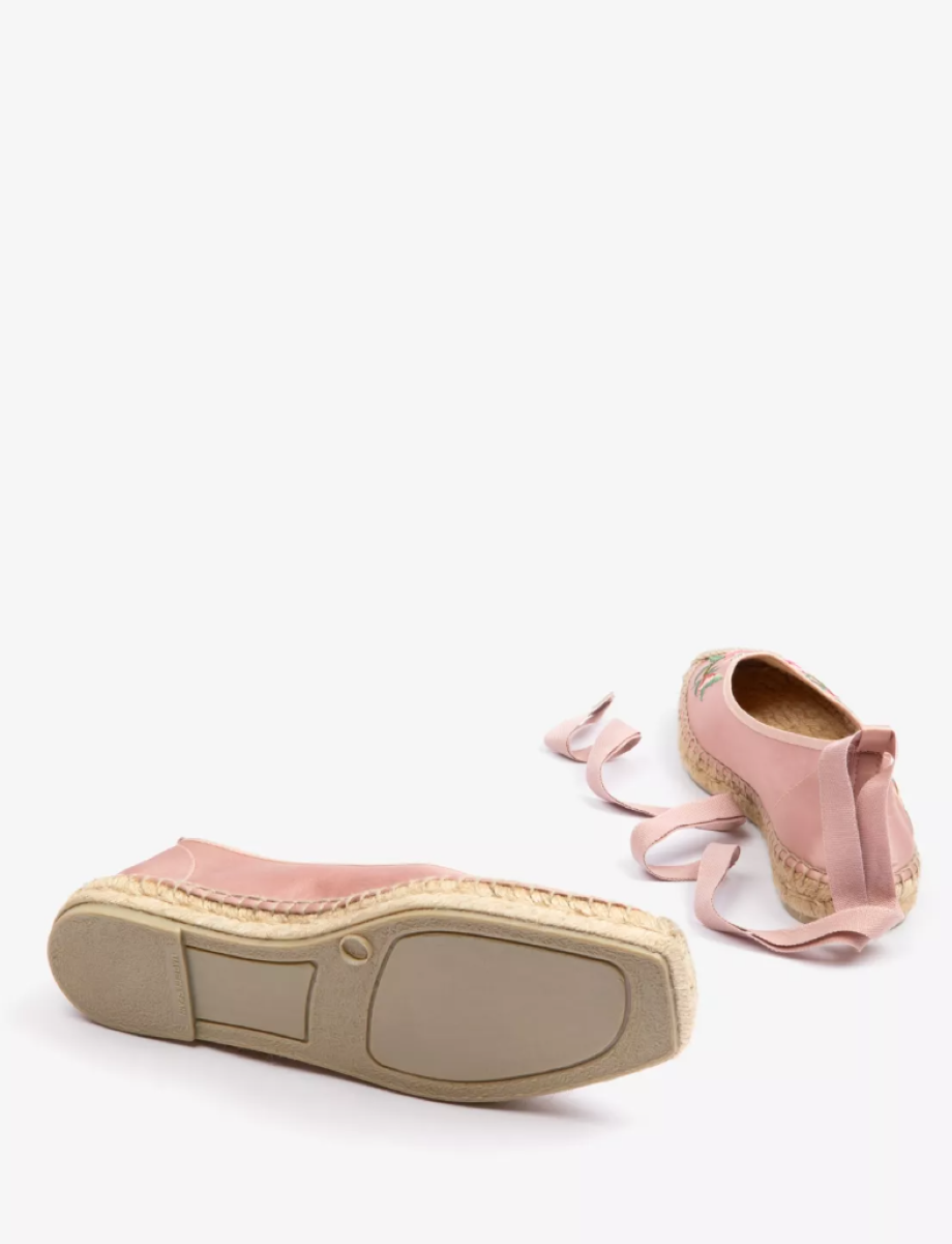 Penelope Chilvers Alegra Embroidered Satin Espadrille - Tea Rose