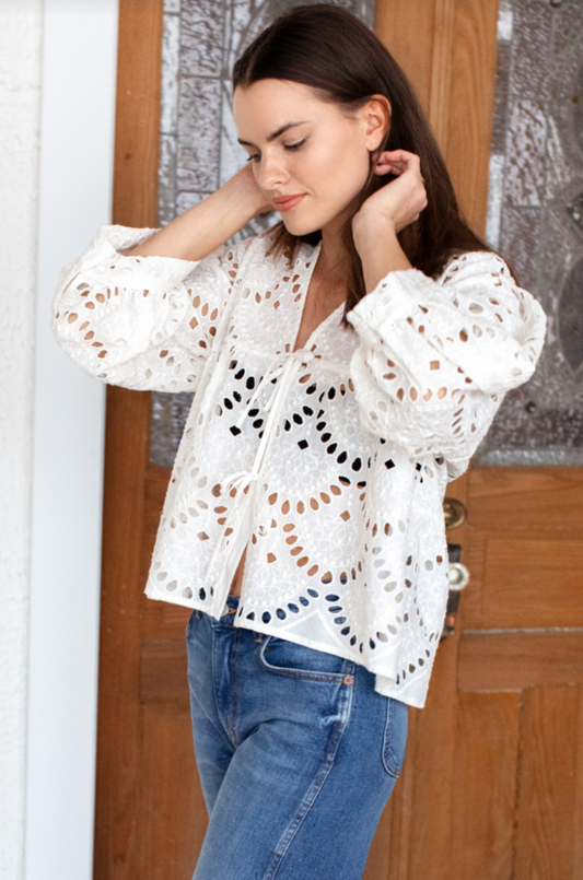 Emerson Fry Eyelet Artist Overshirt - Ivory