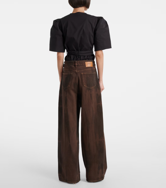 Ganni Overdyed Heavy Denim Baggy Jeans - Chicory Coffee