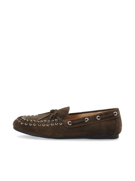 Bianco Biamarlene Suede Moccasins - Brown