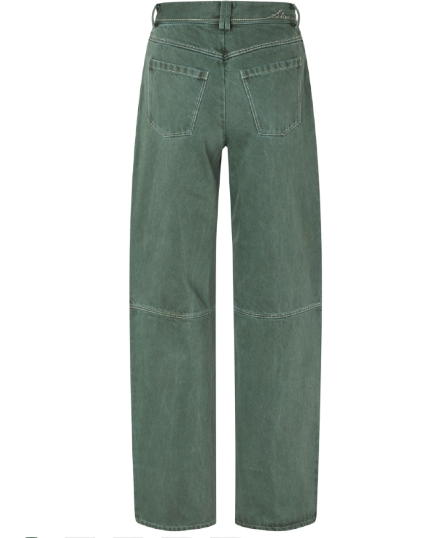 Stine Goya Structured Denim Pants - Dark Green