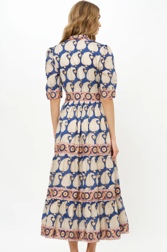 Oliphant V-Neck Cuffed Maxi - Agra Navy