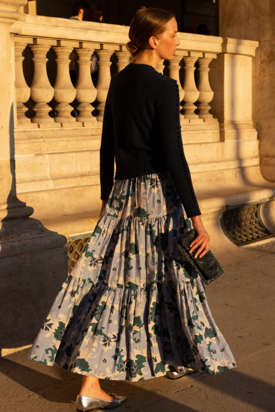 Oliphant Tiered Maxi Skirt - Suzani Blue