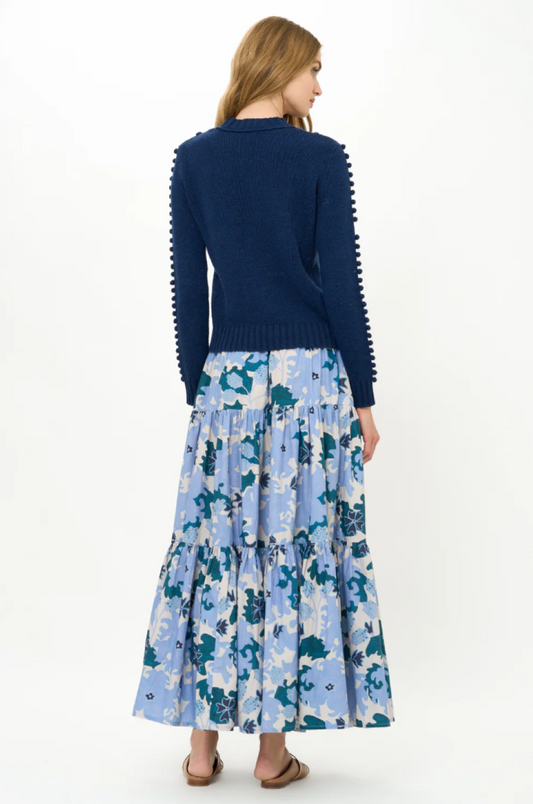 Oliphant Tiered Maxi Skirt - Suzani Blue