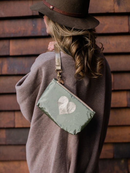 Hi, Love Special Edition Mini Zipper Pouch - Shimmer Olive