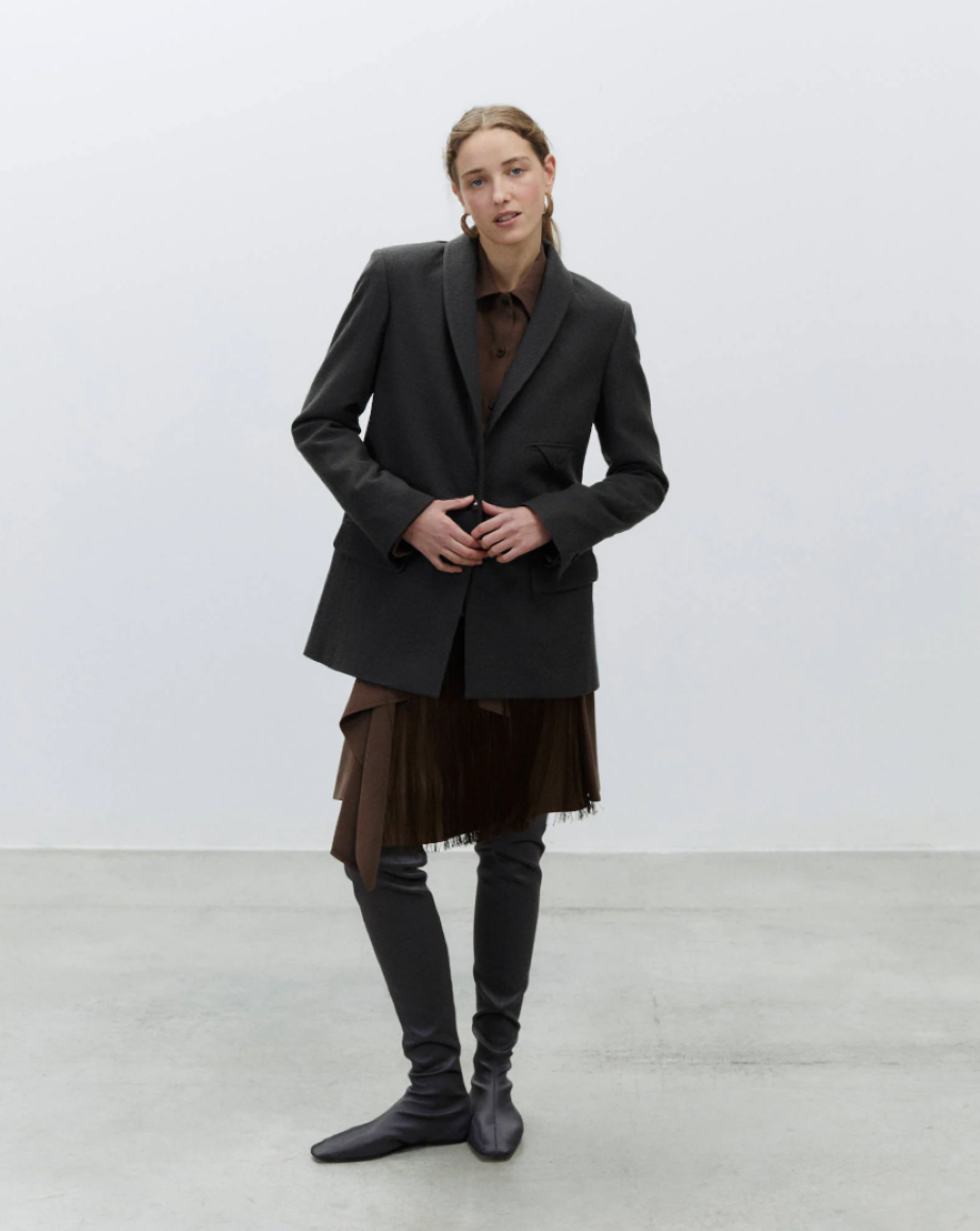 Alysi Satin Over-the-Knee "Sock" Boot - Antracite