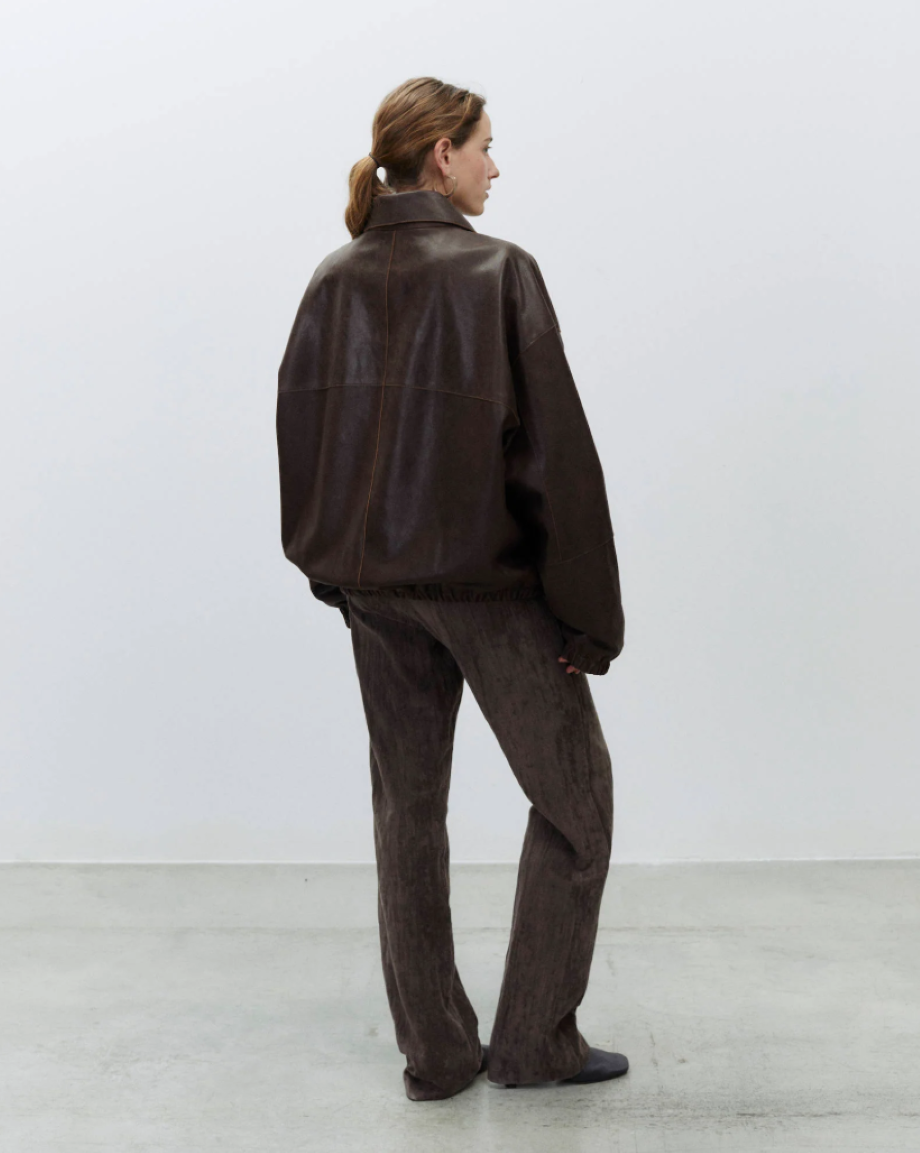 Alysi Heavy Leather Bomber - Choco