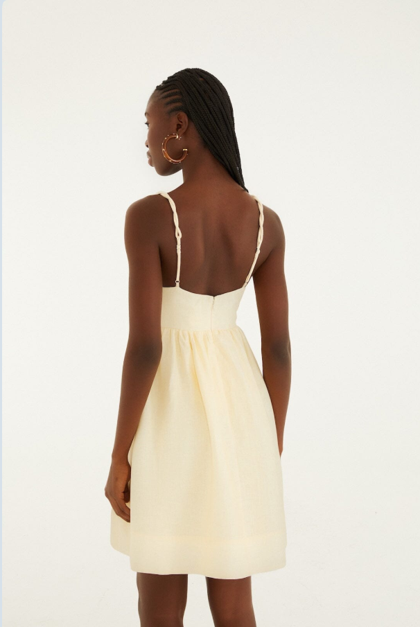 Farm Rio Coconut Tree Embroidered Mini Dress - Sand