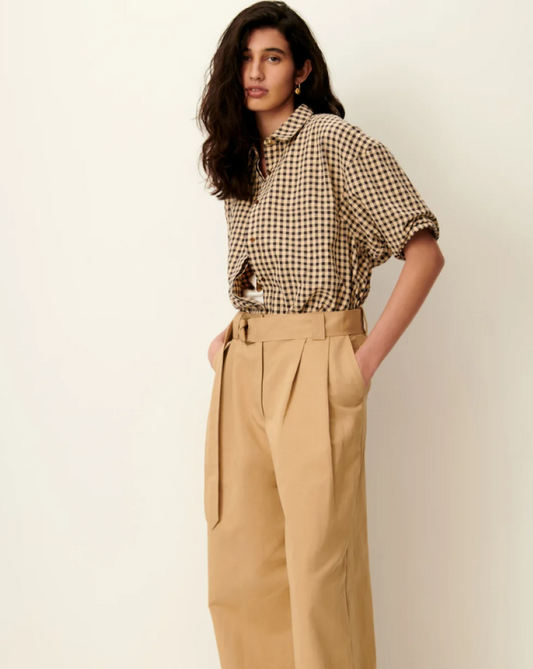 Sessun Florentina Balloon Sleeve Blouse - Sand/Black