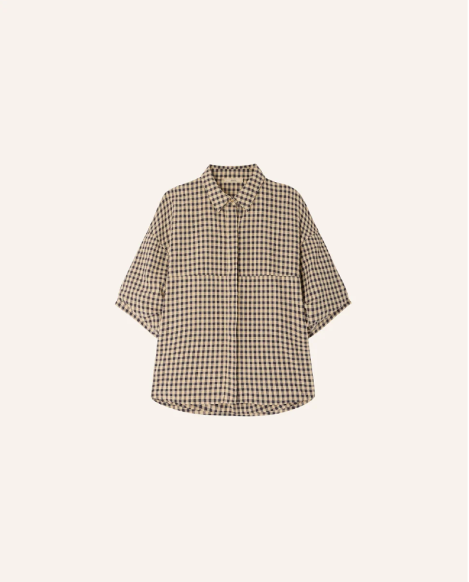Sessun Florentina Balloon Sleeve Blouse - Sand/Black