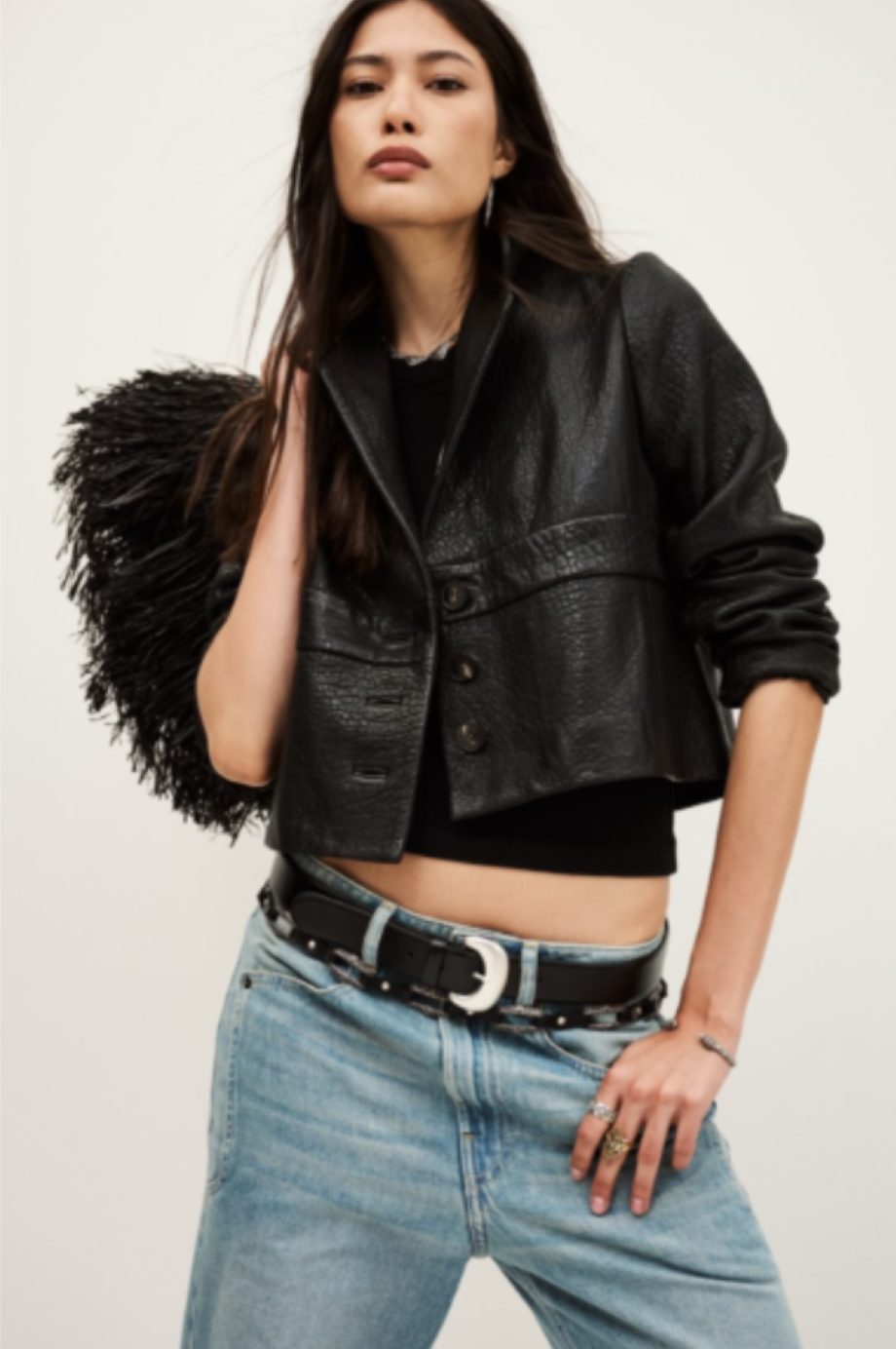 ba&sh Borfeo Leather Jacket - Noir