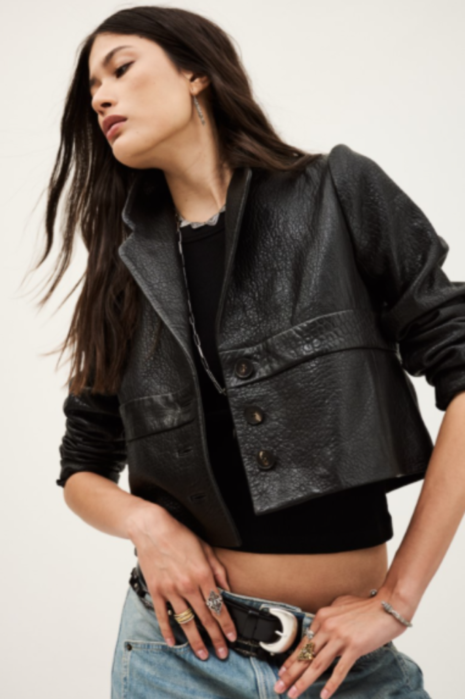 ba&sh Borfeo Leather Jacket - Noir