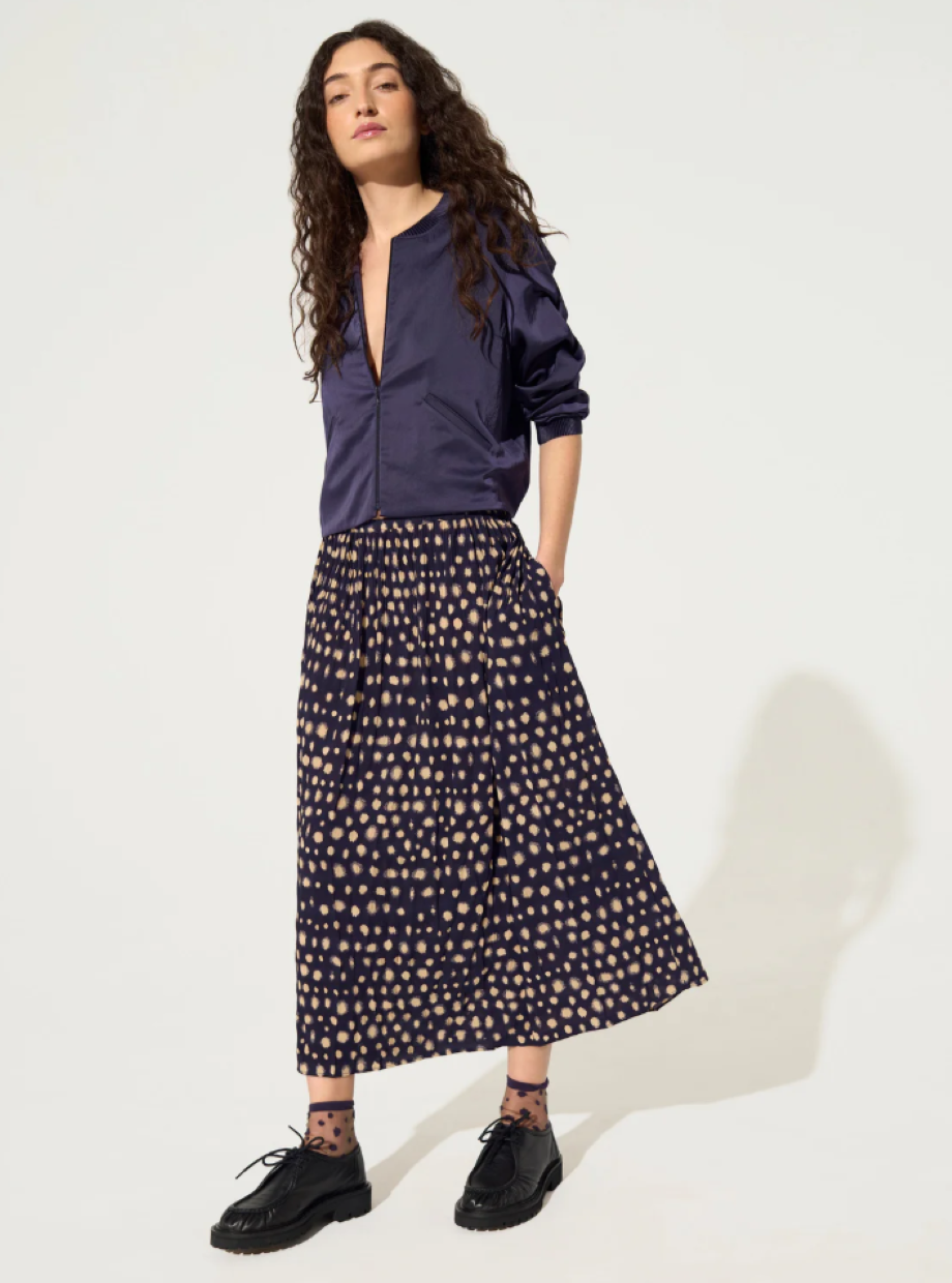 Cotélac Pleated Midi Skirt - Cassis