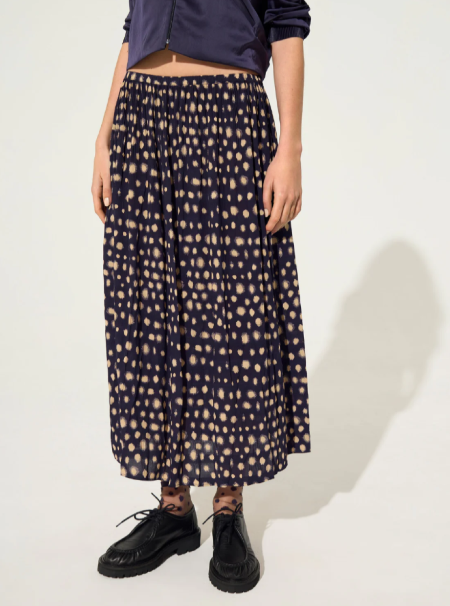 Cotélac Pleated Midi Skirt - Cassis