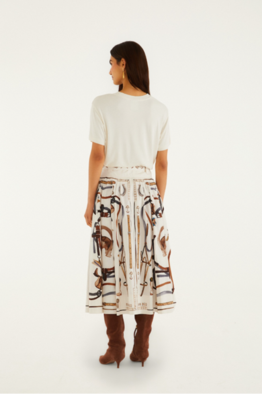Farm Rio Equestrian Scarf Skirt - Winter White