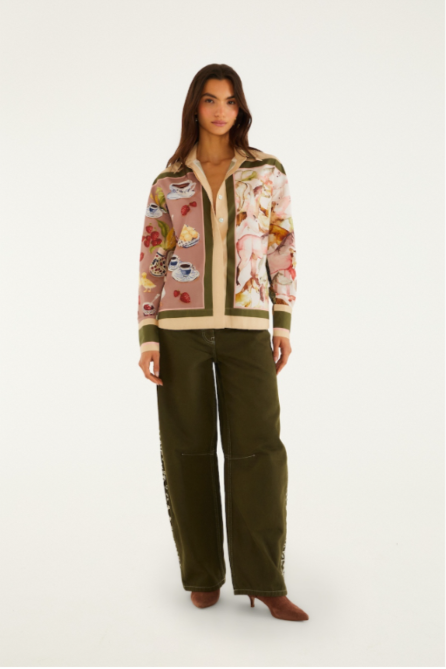 Farm Rio Countryside Mixed Scarf Blouse - Multi