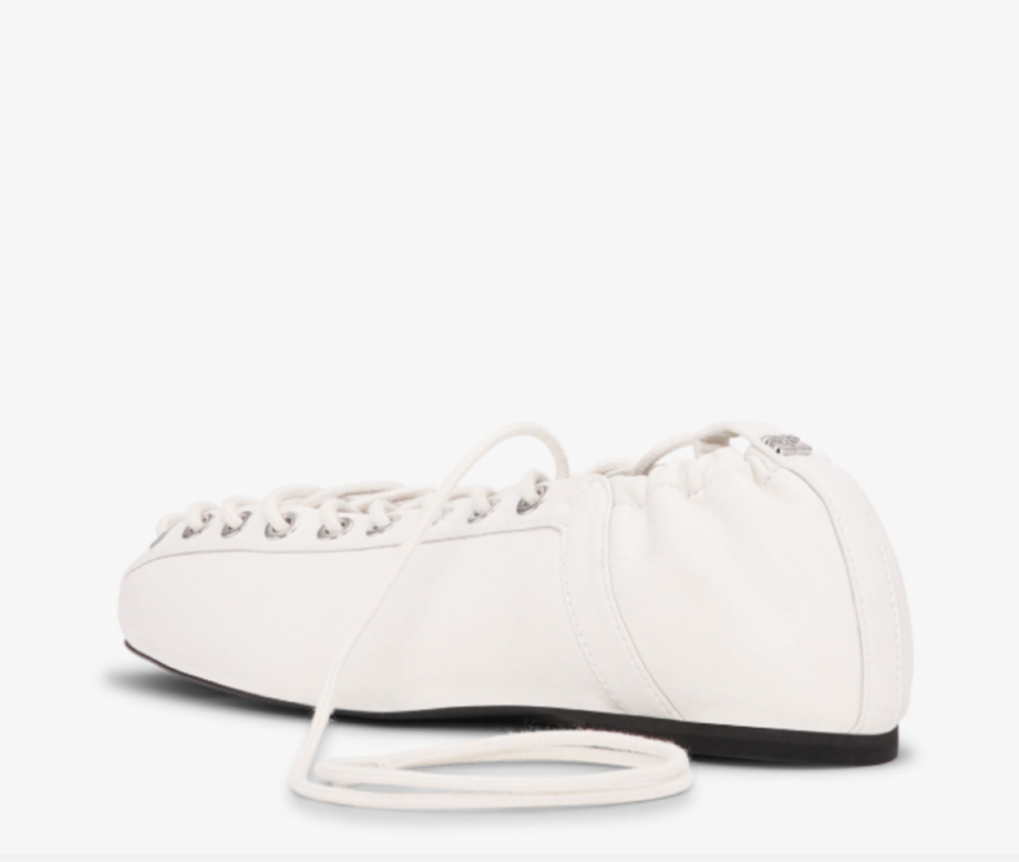 Ganni Laceup Ballerina - Egret