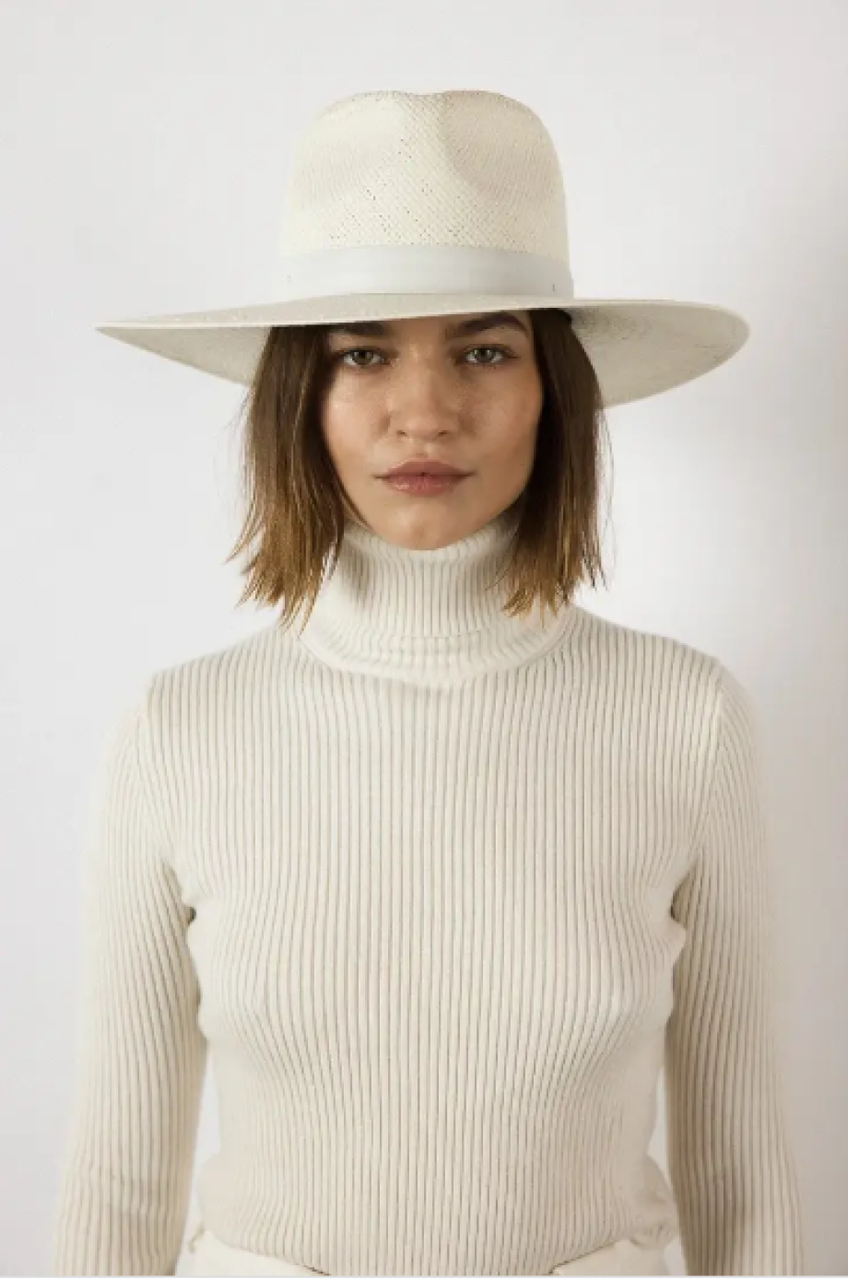 Janessa Leone Zoe Packable Straw Fedora - Bleach