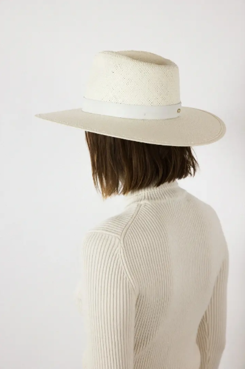 Janessa Leone Zoe Packable Straw Fedora - Bleach