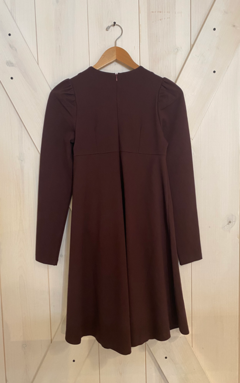 Psophia Knit Tailoring Long Sleeve Dress - Chestnut