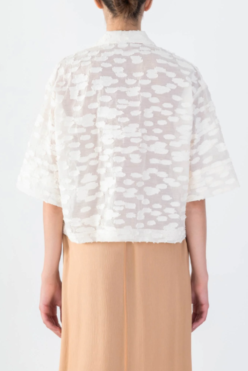Alysi Cropped Boxy Fil Coupé Shirt - Meringue