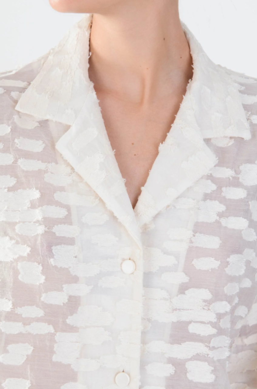 Alysi Cropped Boxy Fil Coupé Shirt - Meringue
