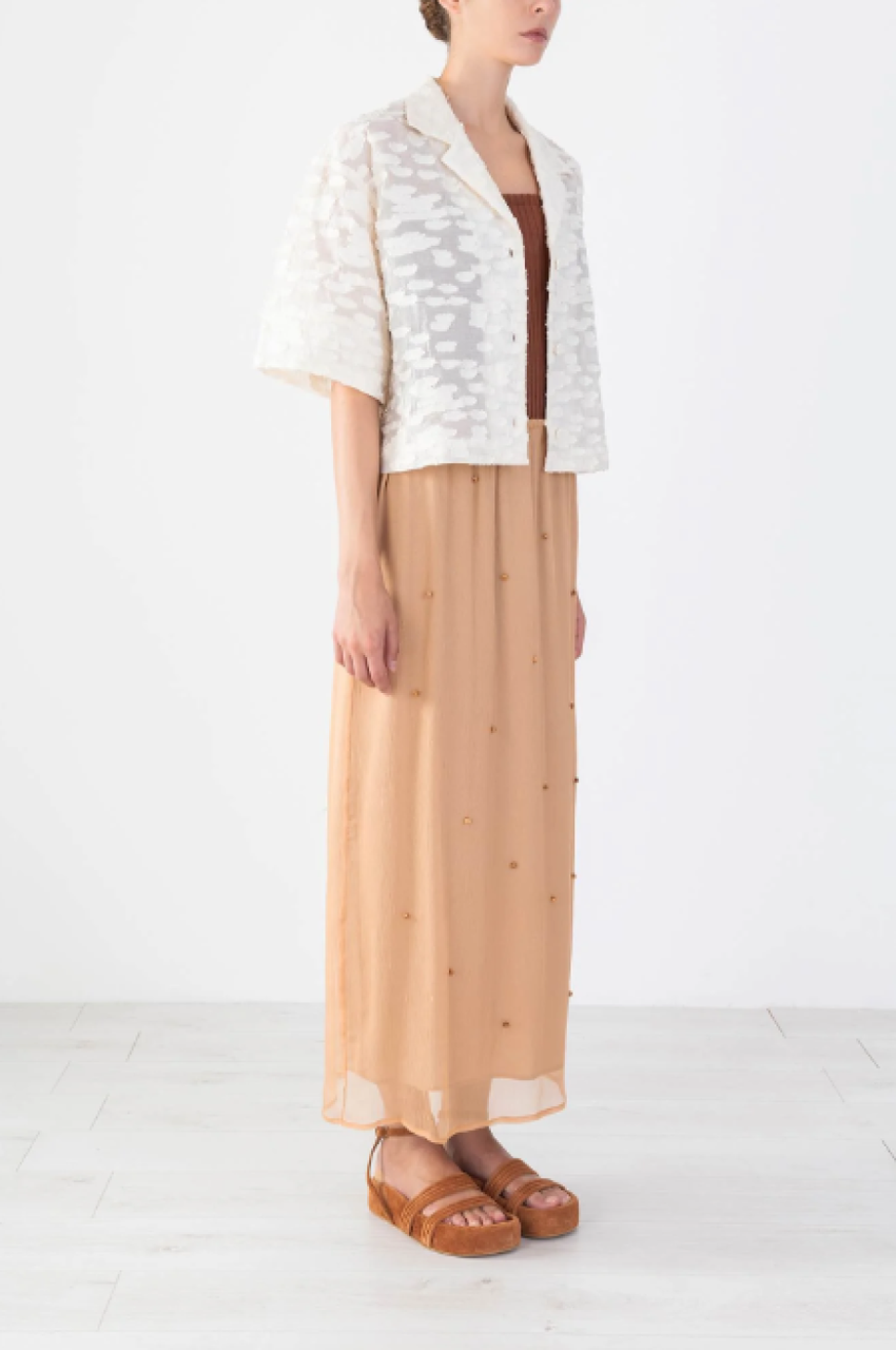 Alysi Cropped Boxy Fil Coupé Shirt - Meringue