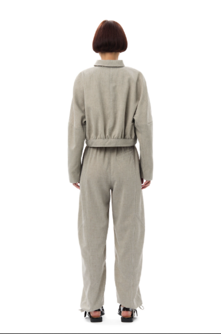 Ganni Light Melange Suiting Elasticated Waist Pants - Grey