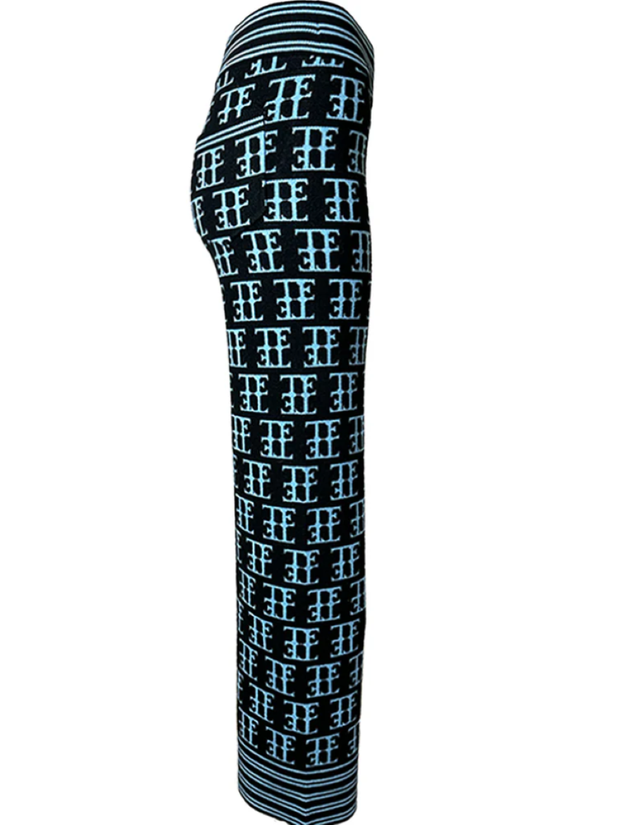 Team Event Jacquard Knit Pant - Ice Blue/Black