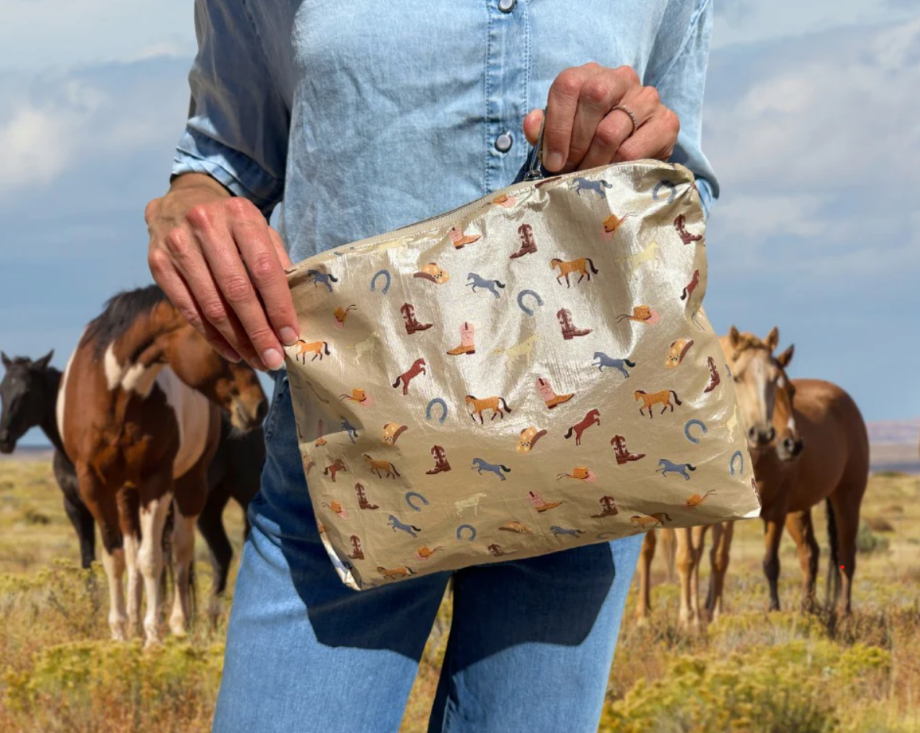 Hi, Love Medium Zipper Pack - Western Equestrian Shimmer Beige
