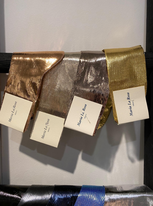 Maria la Rosa One Rib Laminated Metallic Sock - Rosa