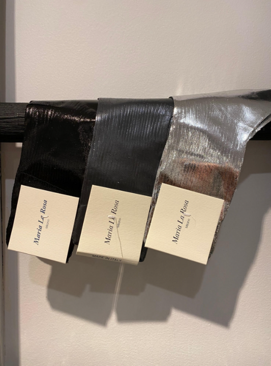 Maria la Rosa One Rib Laminated Metallic Sock - Fumo