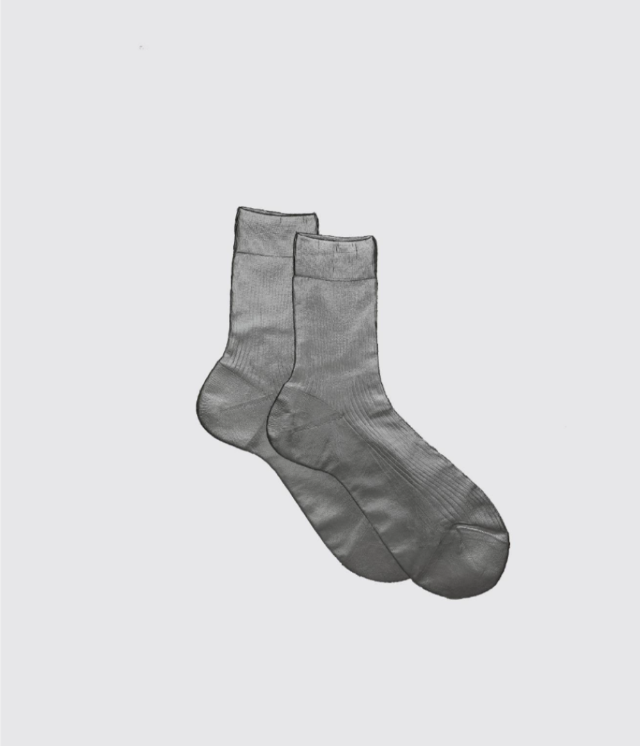 Maria la Rosa One Rib Laminated Metallic Sock - Fumo