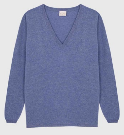 Stone V-Neck Cashmere Sweater - Stonewash