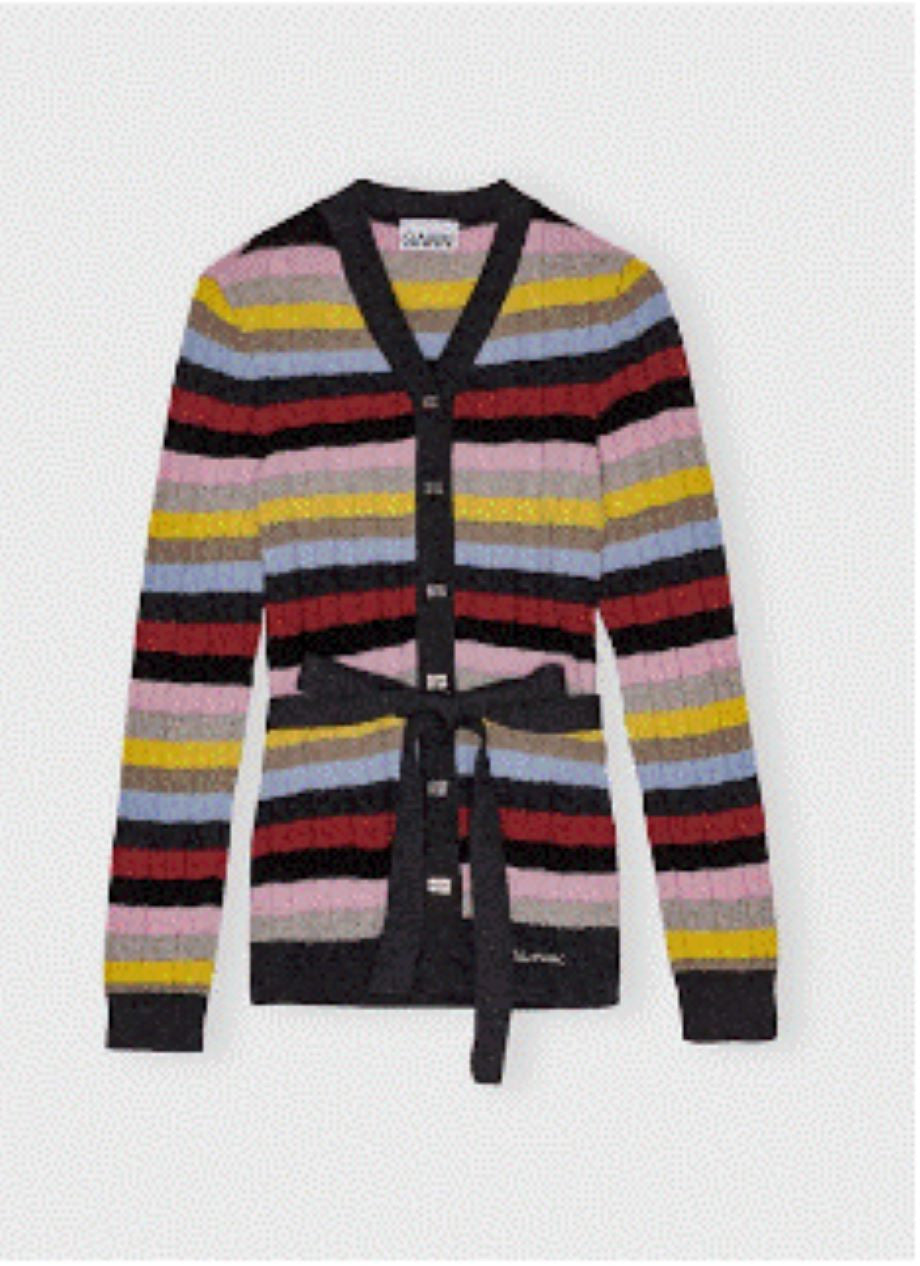 Ganni Logo Mix Belt Cardigan - Multicolor