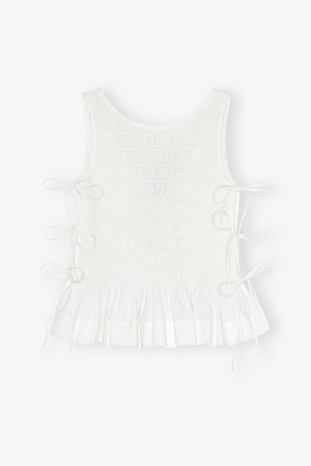 Ganni Cotton Poplin Tie String Top - Bright White