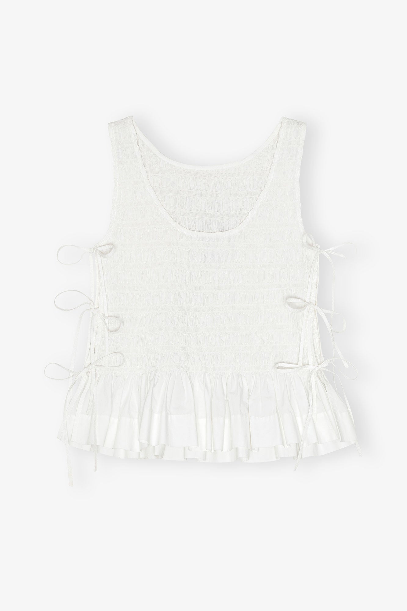 Ganni Cotton Poplin Tie String Top - Bright White