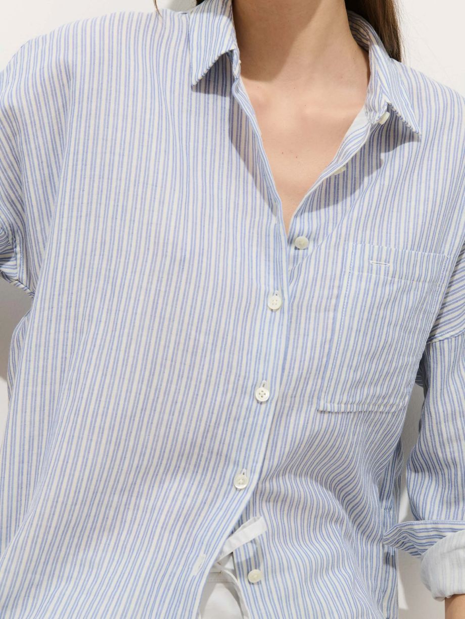 Alex Mill Jo Shirt in Double Gauze - Ivory/Blue Stripe
