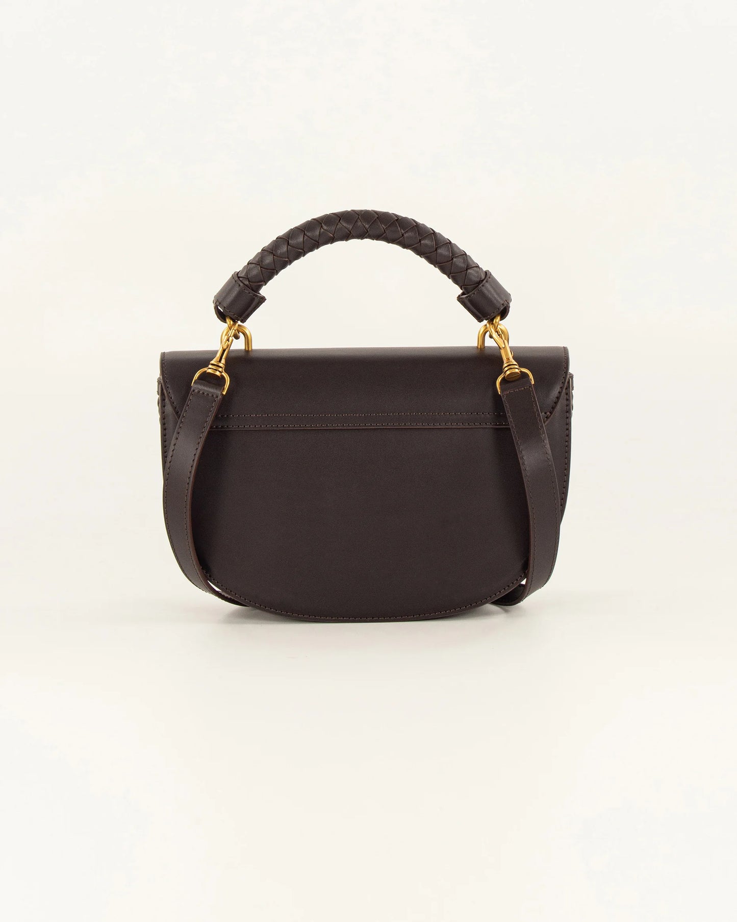 Sessun Tesoro Braided Box Leather Handbag - Deep Coffea