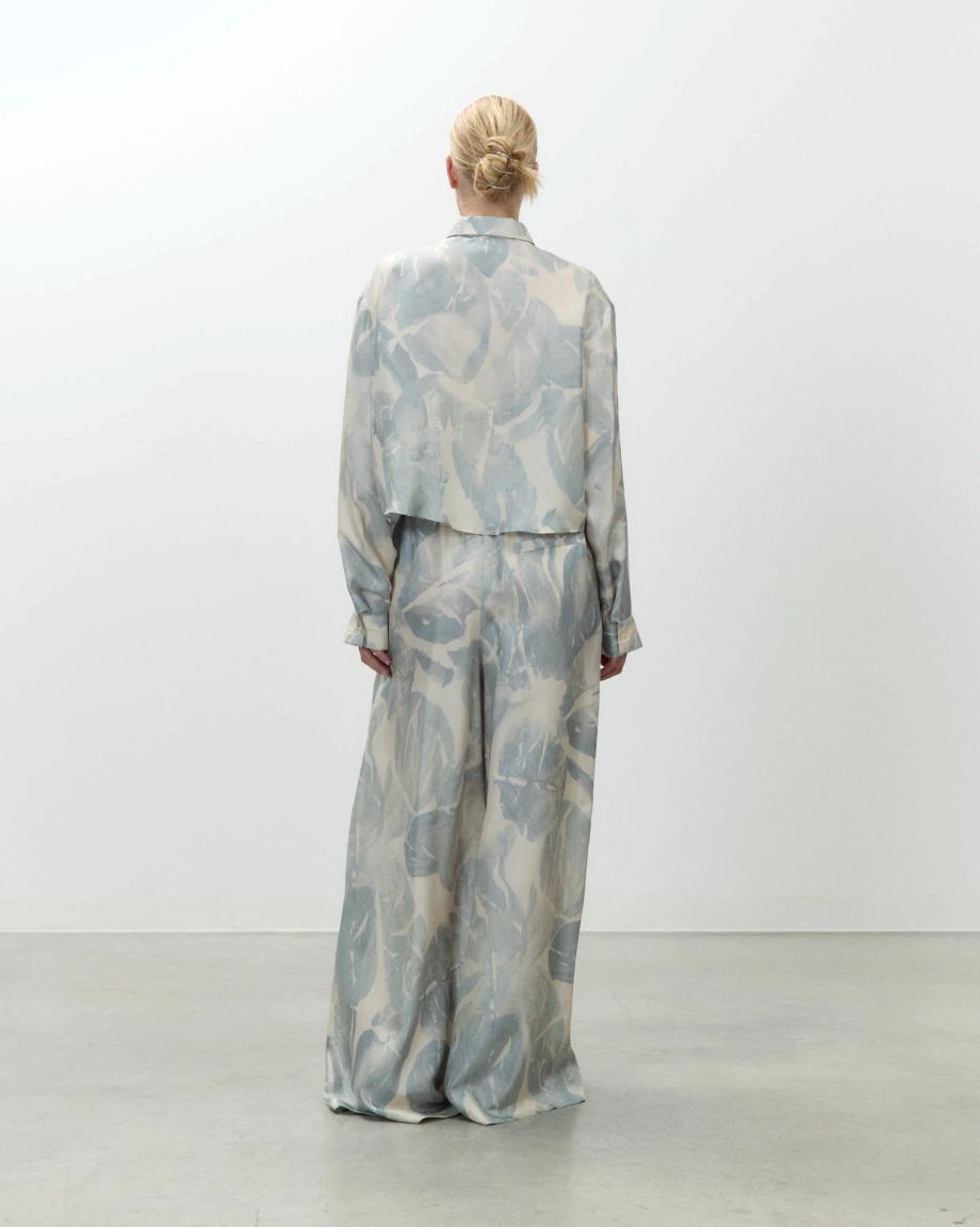 Alysi Brushed Print Silk Trousers - Sky