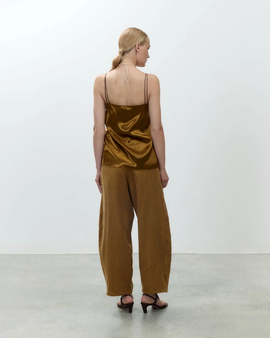 Alysi Shiny Satin Lingerie Top - Olio/Chocolate