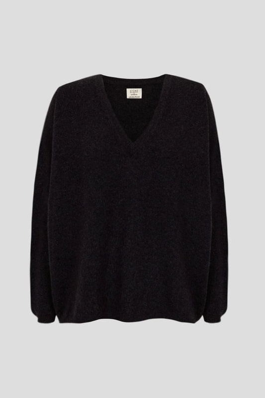Stone V-Neck Cashmere Sweater - Anthracite