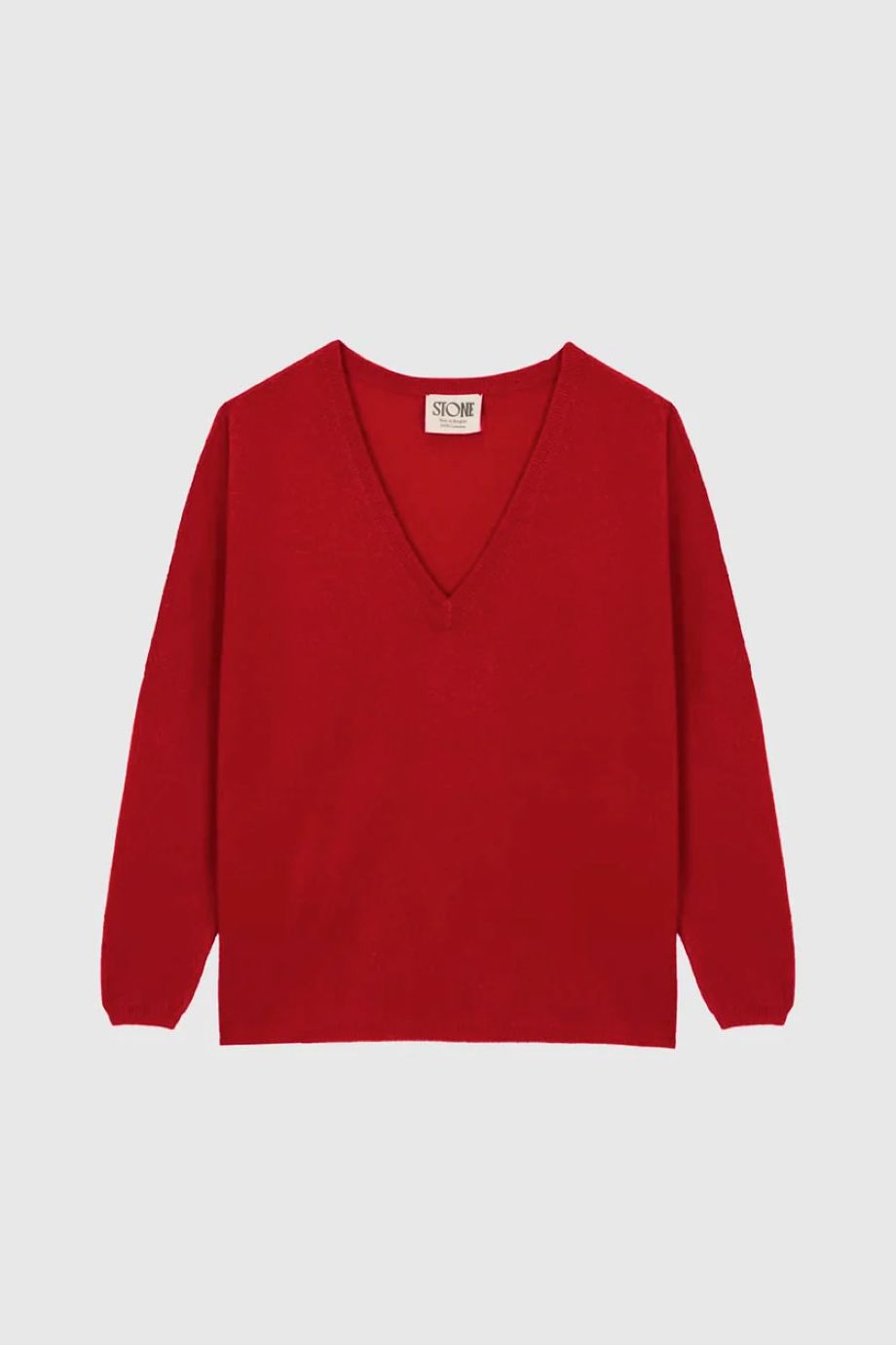 Stone V-Neck Cashmere Sweater - Burnt Orange