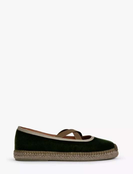 Penelope Chilvers Chico Velvet Espadrille - Khaki